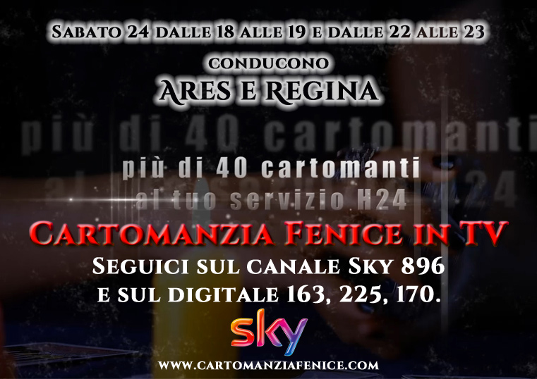 Cartomanzia in TV con Ares e Regina, sabato 24 su Sky canale 896.